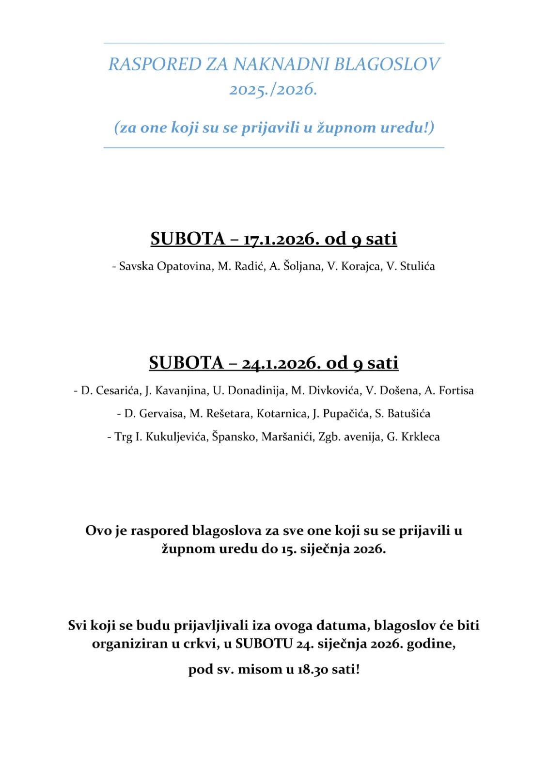 Blagoslov obitelji 2025/2026